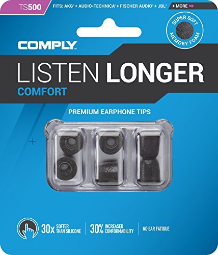 Comply Foam Premium Earphone Tips - Comfort Ts-500 (Black, 3 Pair, Medium)