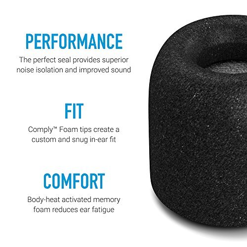 Comply Foam Premium Earphone Tips - Isolation Plus Tx-500 (Black, 3 Pairs, Medium)