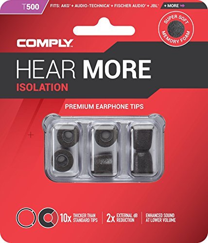 Comply Foam Premium Earphone Tips - Isolation T-500 (Black, 3 Pairs, S/M/L)