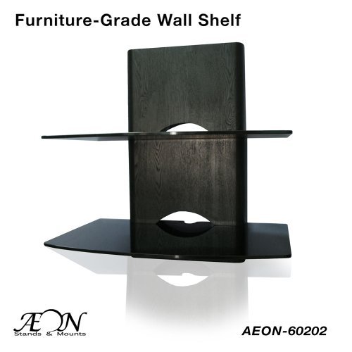 Component Shelf Mount with wood grain and two large glass shelves AEON-60202