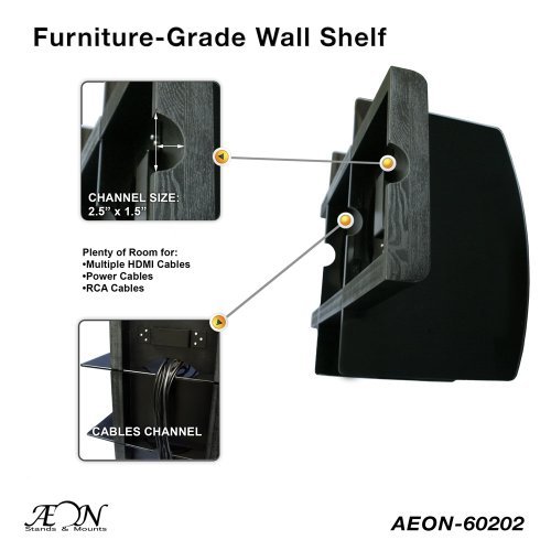 Component Shelf Mount with wood grain and two large glass shelves AEON-60202