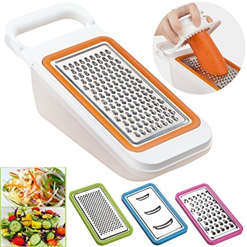 Cooko Mandoline Spiralizer, Vegetable Slicer, Fruit Peeler, Cheese Graters, Multi-functional Kitchen Aid, 4 Interchangebale Blades-Grater, Shredder, Julienne, Chopper and an Extra Peeler