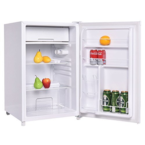 Costway Compact Single Reversible Door Mini Refrigerator and Freezer Office Home, 4.4 Cubic Feet, White