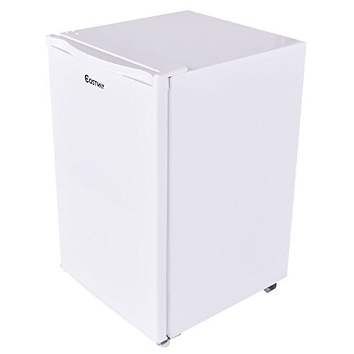 Costway Compact Single Reversible Door Mini Refrigerator and Freezer Office Home, 4.4 Cubic Feet, White