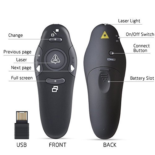 Covenov 2.4GHz Wireless Presenter Remote Control PowerPoint PPT ,Meeting, Teaching, Speech (Black)