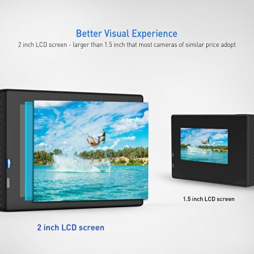 Crosstour Action Camera 1080P Full HD Wi-Fi 12MP Waterproof Cam 2" LCD 30m Underwater 170°Wide-angle Sports Camera with 2 Rechargeable 1050mAh Batteries and Mounting Accessory Kits