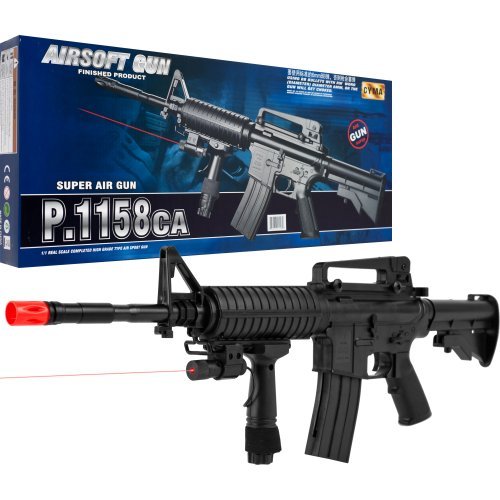 Cyma P.1158CA Airsoft Rifle with Targeting Laser, Black