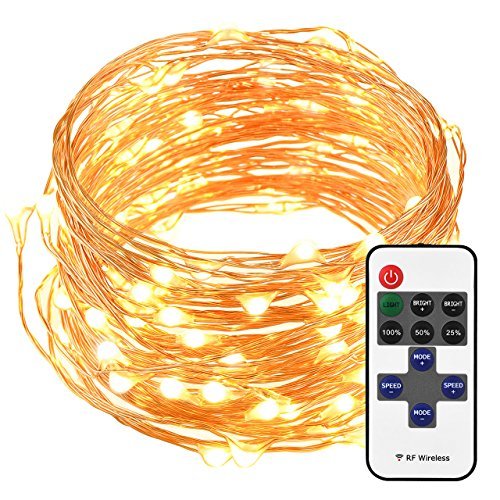 Cymas LED String Lights, 33ft 100 LED Waterproof Decorative Lights Dimmable with Remote Control for Indoor and Outdoor, Bedroom, Patio, Garden, Wedding, Parties, UL Listed (Warm White)