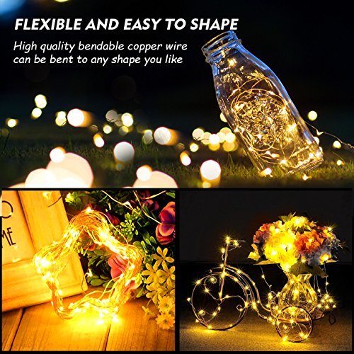 Cymas LED String Lights, 33ft 100 LED Waterproof Decorative Lights Dimmable with Remote Control for Indoor and Outdoor, Bedroom, Patio, Garden, Wedding, Parties, UL Listed (Warm White)
