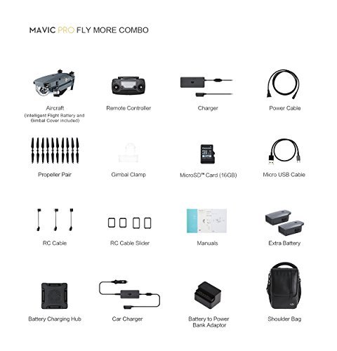 DJI Mavic PRO Drone Quadcopter Flymore Combo with 3 Batteries, 4K Professional Camera Gimbal Bundle Kit with MUST HAVE Accessories