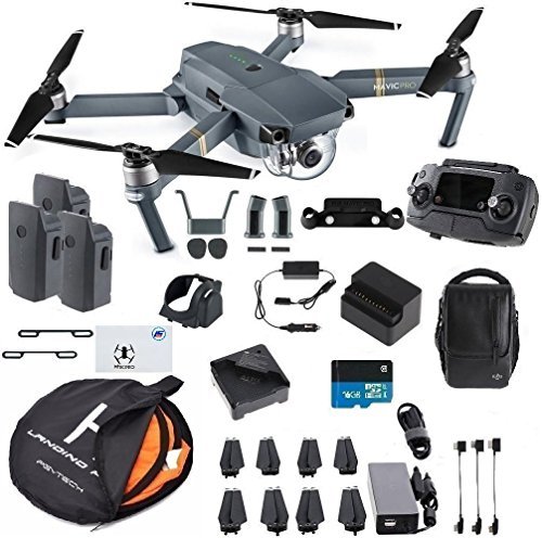 DJI Mavic Pro Fly More Combo Collapsible Quadcopter Safety Bundle: 3 Batteries, Landing Pad, Charging Hub and More