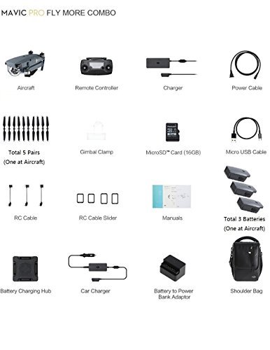 DJI Mavic Pro Fly More Combo Collapsible Quadcopter Safety Bundle: 3 Batteries, Landing Pad, Charging Hub and More