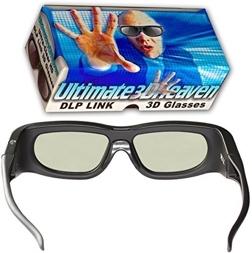 DLP LINK 144 Hz Ultra-Clear HD 2 PACK 3D Active Rechargeable Shutter Glasses for All 3D DLP Projectors - BenQ, Optoma, Dell, Mitsubishi, Samsung, Acer, Vivitek, NEC, Sharp, ViewSonic & Endless Others!