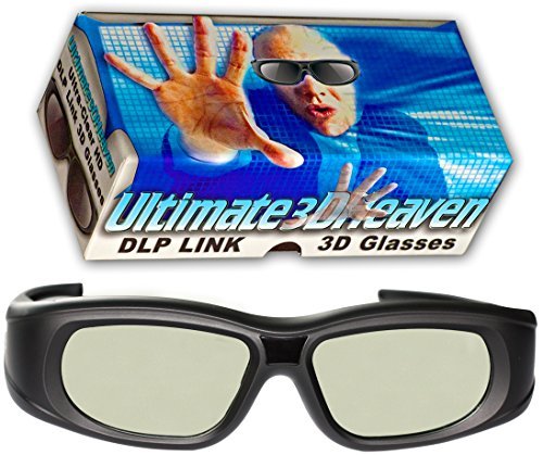 DLP LINK 144 Hz Ultra-Clear HD 2 PACK 3D Active Rechargeable Shutter Glasses for All 3D DLP Projectors - BenQ, Optoma, Dell, Mitsubishi, Samsung, Acer, Vivitek, NEC, Sharp, ViewSonic & Endless Others!