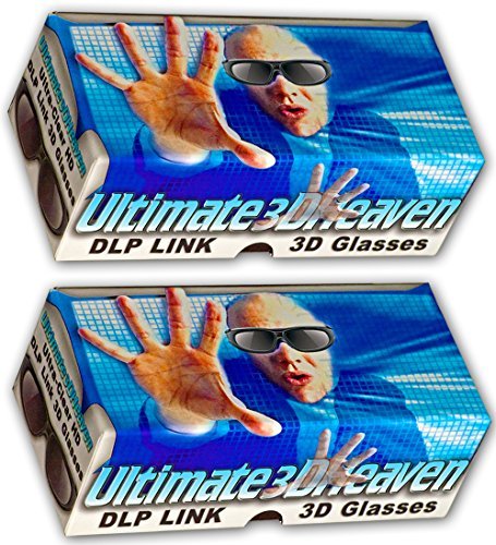 DLP LINK 144 Hz Ultra-Clear HD 2 PACK 3D Active Rechargeable Shutter Glasses for All 3D DLP Projectors - BenQ, Optoma, Dell, Mitsubishi, Samsung, Acer, Vivitek, NEC, Sharp, ViewSonic & Endless Others!