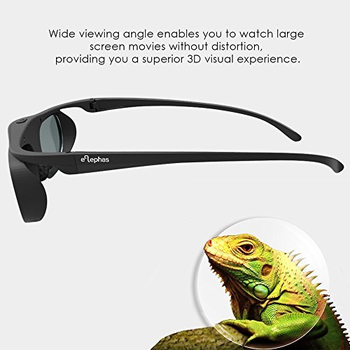 DLP Link 3D Glasses, ELEPHAS 144Hz Rechargeable Active Shutter Eyewear for All DLP-Link 3D Projectors-- Acer, ViewSonic, BenQ Vivitek, Optoma, Panasonic, Dell, Viewsonic etc (4 Pack)