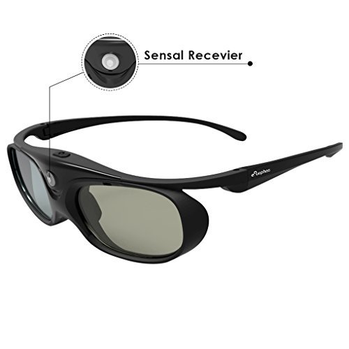 DLP Link 3D Glasses, ELEPHAS 144Hz Rechargeable Active Shutter Eyewear for All DLP-Link 3D Projectors-- Acer, ViewSonic, BenQ Vivitek, Optoma, Panasonic, Dell, Viewsonic etc (4 Pack)