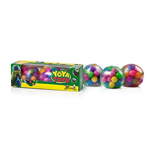 DNA Stress Ball by YoYa Toys- 3 Pack- Squeezing Stress Relief Ball- For Kids & Adults- Stress Squishy Toys For Autism, ADHD, Bad Habits & More- Risk-Free Sensory Rubber Ball