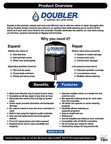 DOUBLER - 2 Valves on One Wire / Expand or Repair Your Irrigation System with Ease