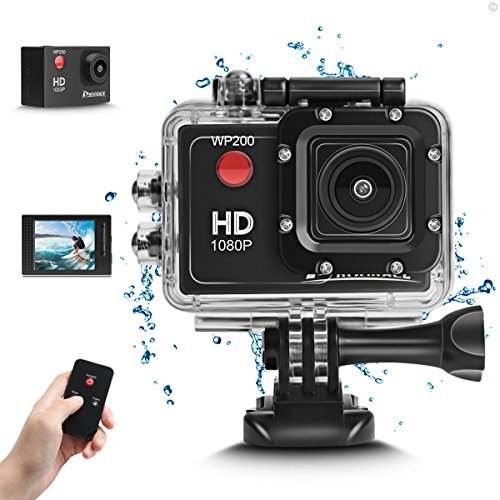 DROGRACE WP200 Sports Action Camera Video Camera Waterproof Digital Cam Car Dash Cam Full HD 1080P 12MP 25fps 30fps Helmet Mount Accessories Camera Kit 2 Inch LCD Screen