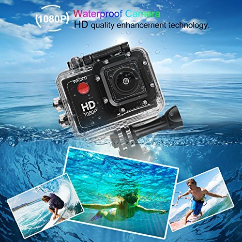 DROGRACE WP200 Sports Action Camera Video Camera Waterproof Digital Cam Car Dash Cam Full HD 1080P 12MP 25fps 30fps Helmet Mount Accessories Camera Kit 2 Inch LCD Screen