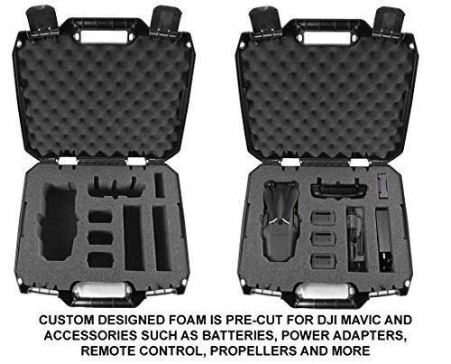 DRONESAFE Rugged Mini Drone Carry Case Organizer With Customizable Foam – Protect DJI Mavic Pro Foldable Drone Combo and Accessories Such as Remote Control , Extra Batteries , Propellers and More