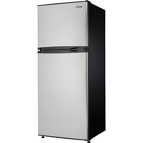 Danby DFF100C1BSLDB Refrigerator with Top-Mount Freezer, 9.9 Cubic Feet, Black/Spotless Steel