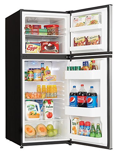 Danby DFF100C1BSLDB Refrigerator with Top-Mount Freezer, 9.9 Cubic Feet, Black/Spotless Steel