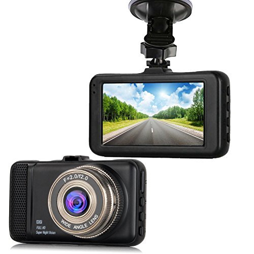 Dash Cam,EVASA 150° Wide Angle Full HD 1080P with G-Sensor,Night Vision,WDR,Loop Recording,3.0" LCD Dashboard Camera Recorder (Black)