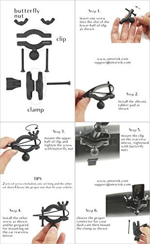 Dash Cam Mirror Mount - Fits Falcon F170HD,Rexing V1, Z-Edge, Old Shark, YI, Amebay,KDLINKS X1,VANTRUE and Most Other Dash Cameras