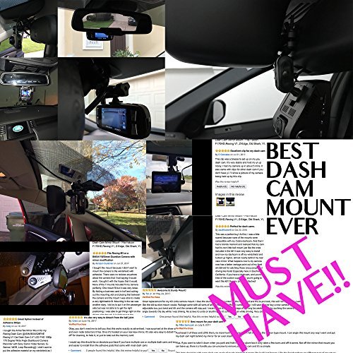 Dash Cam Mirror Mount - Fits Falcon F170HD,Rexing V1, Z-Edge, Old Shark, YI, Amebay,KDLINKS X1,VANTRUE and Most Other Dash Cameras