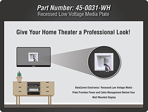 Datacomm 45-0031-WH Recessed Low Voltage Media Plate with Duplex Receptacle, White