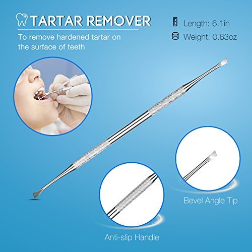 Dental Tool Set, ElleSye 5 PACK Dental Hygiene Tool Kit for Home Oral Care, Stainless Steel Tartar Remover Dental Pick Dental Scaler Dental Tweezers Anti-fog...