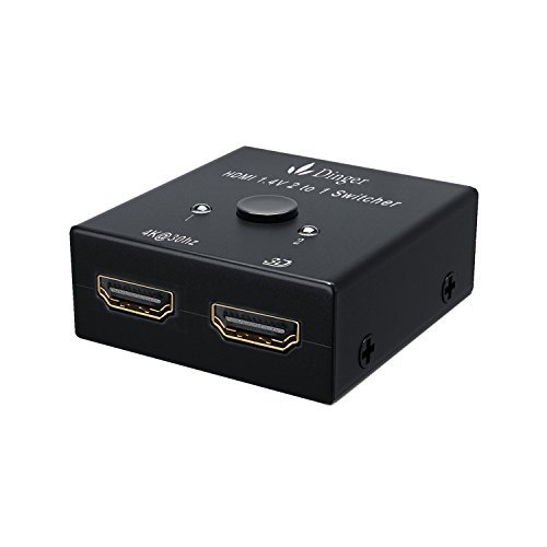 Dinger HDMI Switch, HDMI Bi-directional Switch 2 x 1, 2 Port HDMI Hub Supports 4K Ultra HD, 1080P, 3D, HDMI Port Switcher