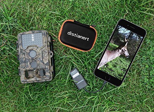 Distianert 2 in 1 Game Camera Card Reader for Android & iPhone/iPad No APP Needed with FREE Water-proof Storage Case+ Micro SD Card Adapter Trail Camera Viewer