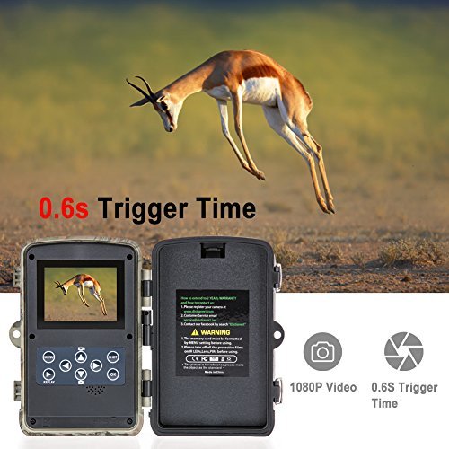 Distianert Trail Camera 12MP 1080P Wildlife Game Camera Low Glow Black Infrared Scouting Camera Deer Camera 80 Foot Detection Range for Wildlife Monitoring and Home Security