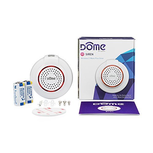 Dome Home Automation DMS01 Wireless Z-Wave Battery-Powered Home Security Siren and Chime, White