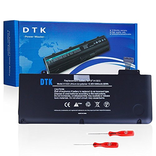 Dtk New Laptop Battery for Apple A1322 A1278 (2009 2010 2011 Version) Unibody Macbook Pro 13'', Fits Mb990/a Mb990ll/a Mb990j/a+two Free Screwdrivers