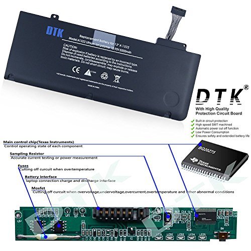 Dtk New Laptop Battery for Apple A1322 A1278 (2009 2010 2011 Version) Unibody Macbook Pro 13'', Fits Mb990/a Mb990ll/a Mb990j/a+two Free Screwdrivers