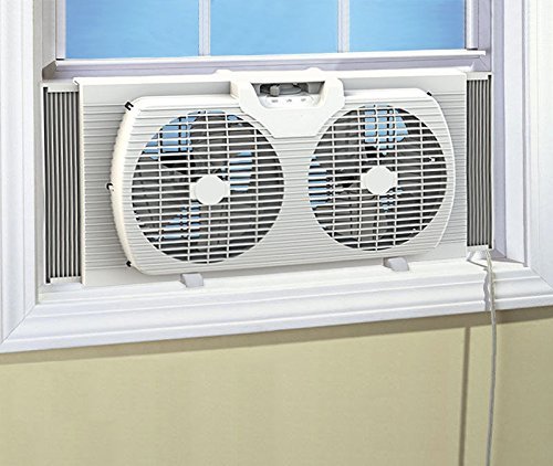 Dual Blade 9-Inch Twin Window Fan with Cover Portable Reversible Airflow, White