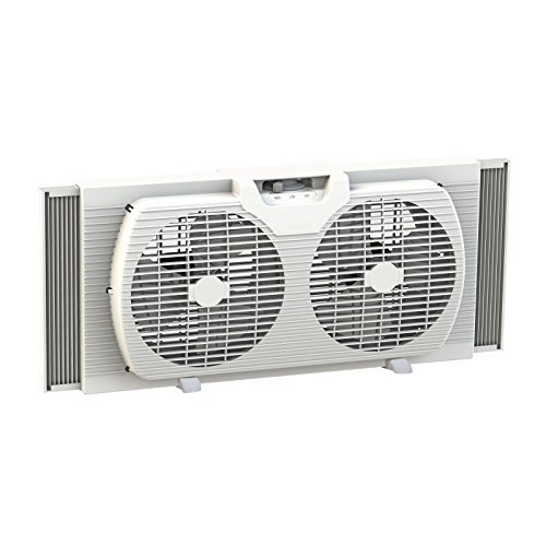 Dual Blade 9-Inch Twin Window Fan with Cover Portable Reversible Airflow, White