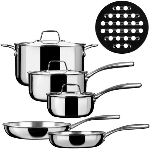 Duxtop SSC-9PC 9 Piece Whole-Clad Tri-Ply Induction Cookware, Stainless Steel