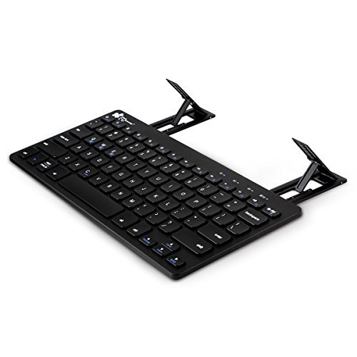 EC Technology Multi-Device Bluetooth Keyboard Ultra-Slim Universal Wireless Portable Keyboard for Android Windows iOS PC Tablet Smartphone with Stand- Black
