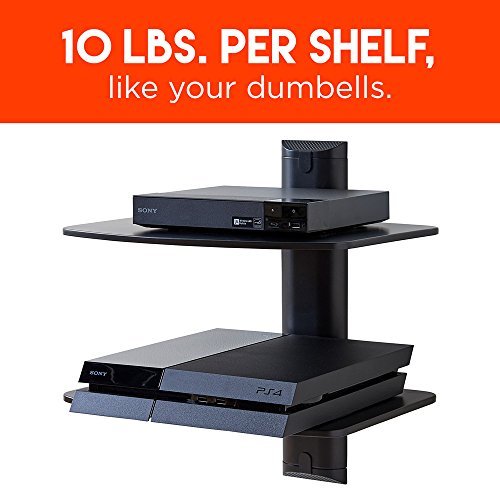 ECHOGEAR Dual Steel Wall-Mounted AV Shelf Supports up to 20lbs of Streaming Devices, Game Consoles, and Cable Boxes - EGAV2