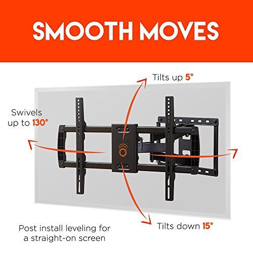 ECHOGEAR Full Motion Articulating TV Wall Mount Bracket for most 37-70 inch LED, LCD, OLED and Plasma Flat Screen TVs w/ VESA patterns up to 600 x 400 - 16" Extension - EGLF1-BK