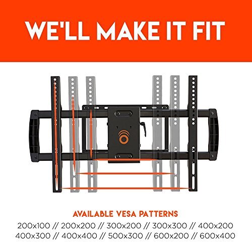 ECHOGEAR Full Motion Articulating TV Wall Mount Bracket for most 37-70 inch LED, LCD, OLED and Plasma Flat Screen TVs w/ VESA patterns up to 600 x 400 - 16" Extension - EGLF1-BK