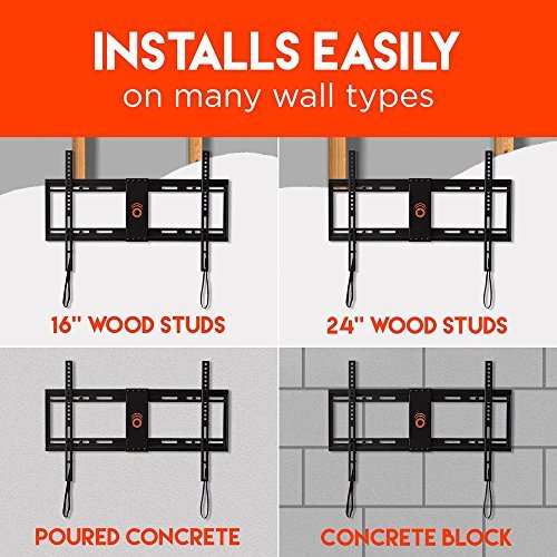 ECHOGEAR Low Profile Fixed TV Wall Mount Bracket for most 32-80 inch TVs - Holds TV 1.25" from the Wall - Great for LED, LCD, OLED and Plasma Flat Screen TVs - EGLL1-BK