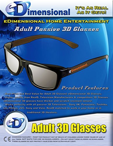 ED Family 4 Pack CINEMA 3D GLASSES KIT for LG 3D TVs – 2 Adult and 2 Kids Passive Circular Polarized 3D Glasses