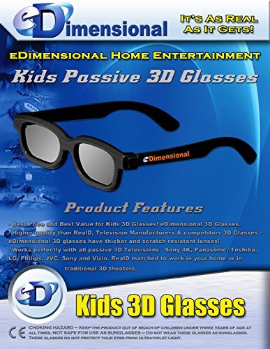 ED Family 4 Pack CINEMA 3D GLASSES KIT for LG 3D TVs – 2 Adult and 2 Kids Passive Circular Polarized 3D Glasses