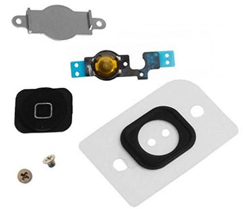 EShine(TM) Iphone 5C home button replacement key cap + Flex Cable + Rubber Gasket + Metal Piece + 2 Screws for Iphone 5C Black by Eshine